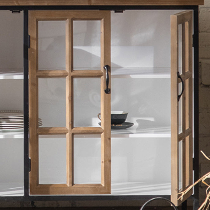 Wood and Iron Chest with Doors Bar Pulls Accent Cabinet with Shelves Clearhalo 'Cabinets & Chests' 'cabinets_chests' 'furn' 'furn_cabinets_chests' 'Furniture' 'Living Room Furniture' 6672534