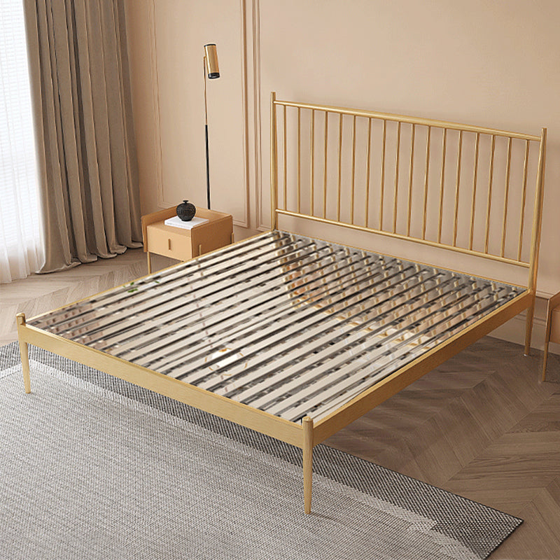 Glam Metal Slat Bed with Headboard Standard Bed with Metal Legs in Gold Metal Single Bed Clearhalo 'Bedroom Furniture' 'Beds' 'furn' 'furn_beds' 'Furniture' 6672610