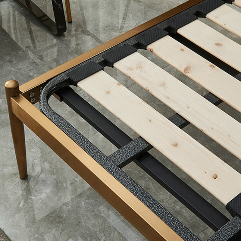 Glam Metal Slat Bed with Headboard Standard Bed with Metal Legs in Gold Clearhalo 'Bedroom Furniture' 'Beds' 'furn' 'furn_beds' 'Furniture' 6672615