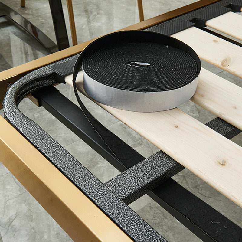 Glam Metal Slat Bed with Headboard Standard Bed with Metal Legs in Gold Clearhalo 'Bedroom Furniture' 'Beds' 'furn' 'furn_beds' 'Furniture' 6672616