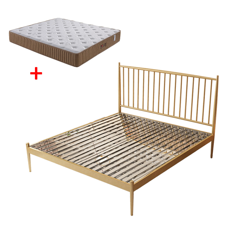 Glam Metal Slat Bed with Headboard Standard Bed with Metal Legs in Gold Clearhalo 'Bedroom Furniture' 'Beds' 'furn' 'furn_beds' 'Furniture' 6672618