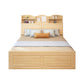 Modern Bed Frame  Solid Wood Headboard Standard Bed with Storage