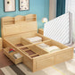 Modern Bed Frame  Solid Wood Headboard Standard Bed with Storage