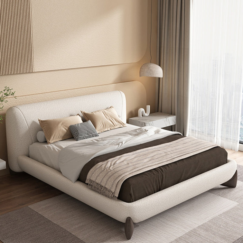 Contemporary Standard Bed with Rectangle Upholstered Headboard in White Panel Bed & Mattress Clearhalo 'Bedroom Furniture' 'Beds' 'furn' 'furn_beds' 'Furniture' 6672713
