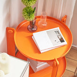 Plastic Round Accent Side 25.59" Wide Table Corner Table with Wheel