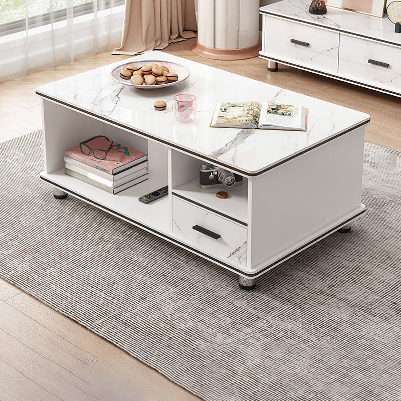 Artificial Wood Coffee or End Table Rectangular Coffee Table with Storage 39.5"L x 19.5"W x 18"H White Cabinet Not Included Clearhalo 'Coffee & Accent Tables' 'Coffee Tables' 'coffee_tables' 'furn' 'furn_coffee_tables' 'Furniture' 'Living Room Furniture' 6672950