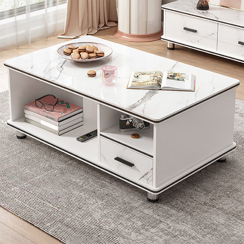 Artificial Wood Coffee or End Table Rectangular Coffee Table with Storage 47"L x 24"W x 18"H White Cabinet Not Included Clearhalo 'Coffee & Accent Tables' 'Coffee Tables' 'coffee_tables' 'furn' 'furn_coffee_tables' 'Furniture' 'Living Room Furniture' 6672952