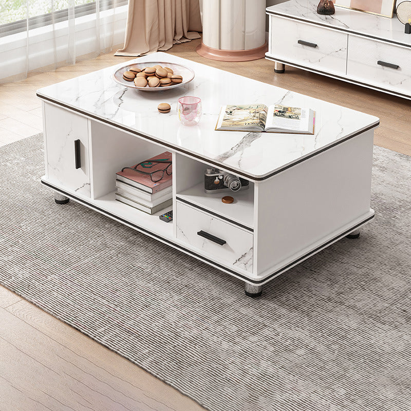 Artificial Wood Coffee or End Table Rectangular Coffee Table with Storage 39.5"L x 19.5"W x 18"H White Cabinet Included Clearhalo 'Coffee & Accent Tables' 'Coffee Tables' 'coffee_tables' 'furn' 'furn_coffee_tables' 'Furniture' 'Living Room Furniture' 6672953