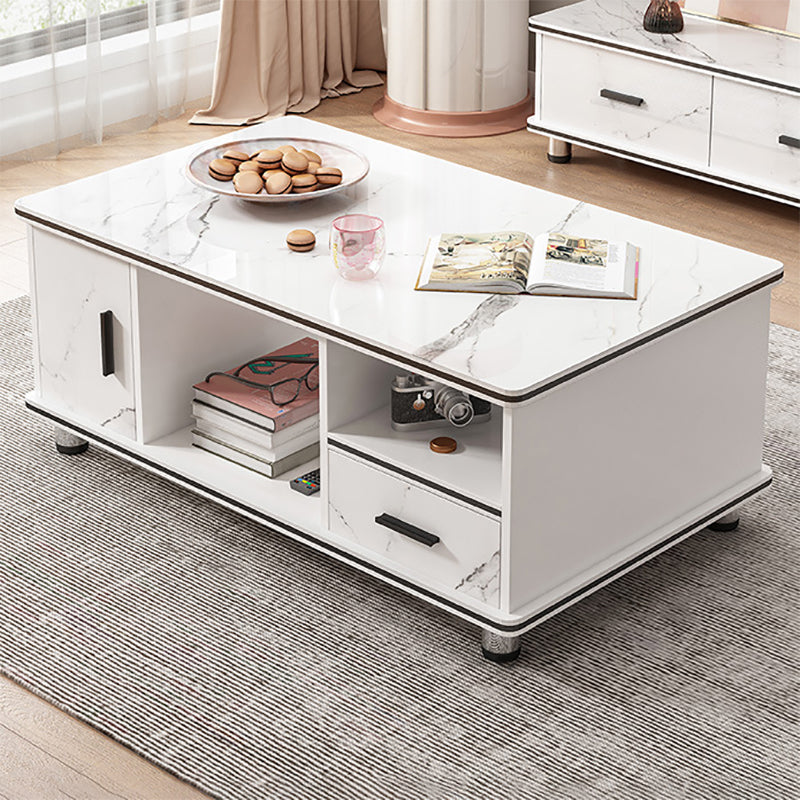 Artificial Wood Coffee or End Table Rectangular Coffee Table with Storage 47"L x 24"W x 18"H White Cabinet Included Clearhalo 'Coffee & Accent Tables' 'Coffee Tables' 'coffee_tables' 'furn' 'furn_coffee_tables' 'Furniture' 'Living Room Furniture' 6672955