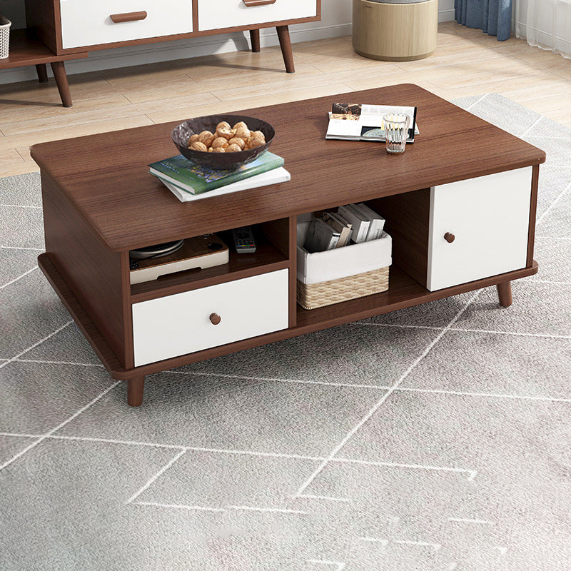 Artificial Wood Coffee or End Table Rectangular Coffee Table with Storage 39.5"L x 19"W x 18"H Walnut Cabinet Included Clearhalo 'Coffee & Accent Tables' 'Coffee Tables' 'coffee_tables' 'furn' 'furn_coffee_tables' 'Furniture' 'Living Room Furniture' 6672957