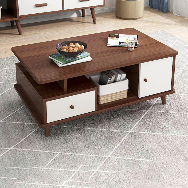 Artificial Wood Coffee or End Table Rectangular Coffee Table with Storage 39.5"L x 19.5"W x 18"H Walnut Cabinet Included Clearhalo 'Coffee & Accent Tables' 'Coffee Tables' 'coffee_tables' 'furn' 'furn_coffee_tables' 'Furniture' 'Living Room Furniture' 6672960