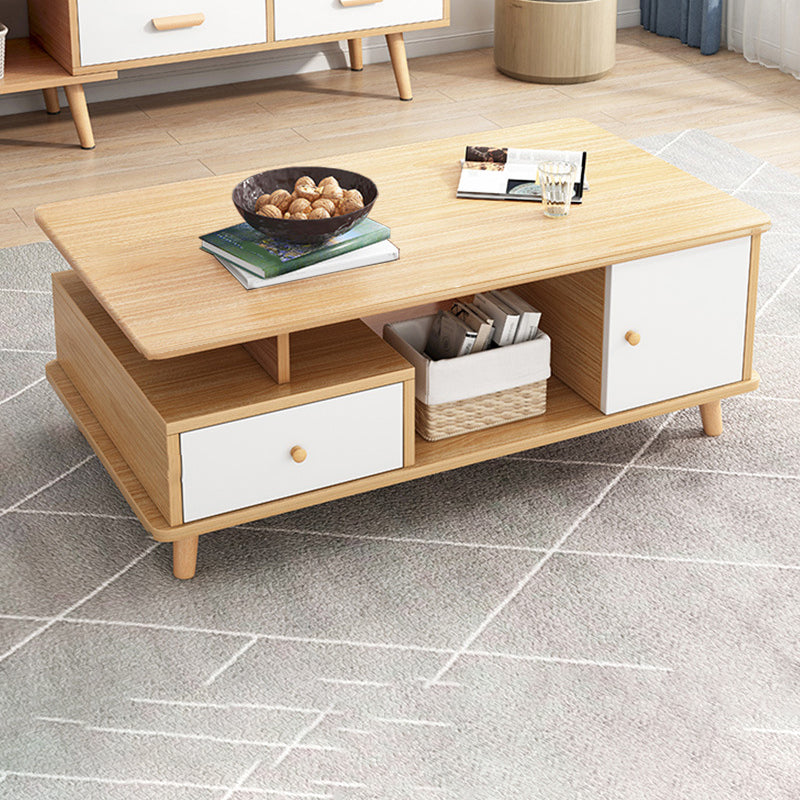 Artificial Wood Coffee or End Table Rectangular Coffee Table with Storage 47"L x 24"W x 18"H Wood Cabinet Included Clearhalo 'Coffee & Accent Tables' 'Coffee Tables' 'coffee_tables' 'furn' 'furn_coffee_tables' 'Furniture' 'Living Room Furniture' 6672966