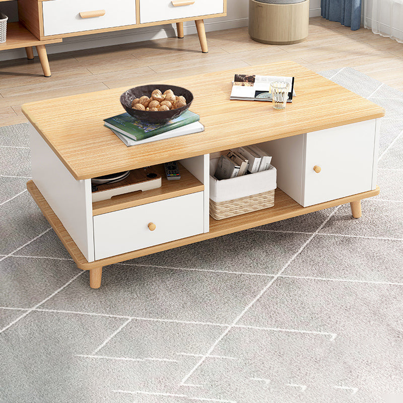 Artificial Wood Coffee or End Table Rectangular Coffee Table with Storage 39.5"L x 19.5"W x 18"H Light Wood Cabinet Included Clearhalo 'Coffee & Accent Tables' 'Coffee Tables' 'coffee_tables' 'furn' 'furn_coffee_tables' 'Furniture' 'Living Room Furniture' 6672968