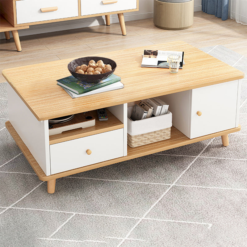 Artificial Wood Coffee or End Table Rectangular Coffee Table with Storage 47"L x 24"W x 18"H Light Wood Cabinet Included Clearhalo 'Coffee & Accent Tables' 'Coffee Tables' 'coffee_tables' 'furn' 'furn_coffee_tables' 'Furniture' 'Living Room Furniture' 6672969