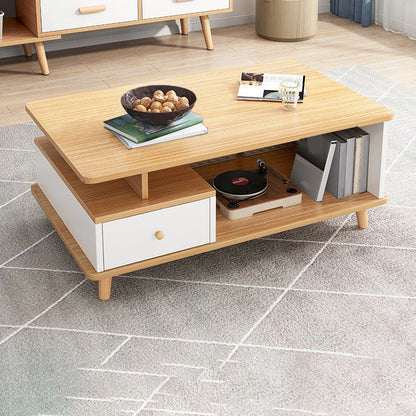 Artificial Wood Coffee or End Table Rectangular Coffee Table with Storage 39.5"L x 19"W x 18"H Light Wood Cabinet Not Included Clearhalo 'Coffee & Accent Tables' 'Coffee Tables' 'coffee_tables' 'furn' 'furn_coffee_tables' 'Furniture' 'Living Room Furniture' 6672970