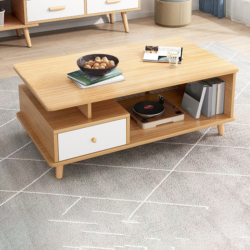 Artificial Wood Coffee or End Table Rectangular Coffee Table with Storage 47"L x 24"W x 18"H Beige Cabinet Not Included Clearhalo 'Coffee & Accent Tables' 'Coffee Tables' 'coffee_tables' 'furn' 'furn_coffee_tables' 'Furniture' 'Living Room Furniture' 6672971