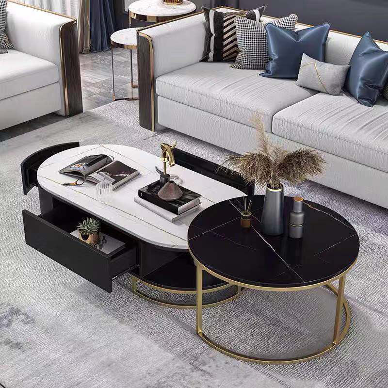 No Distressing Glam Side Table Living Room End Table with 3 Drawers