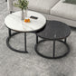 Round Coffee Or End Table Glam Drum Coffee Table in Black and White 27.5"L x 27.5"W x 18"H + 20"L x 20"W x 15"H Black White Black Clearhalo 'Coffee & Accent Tables' 'Coffee Tables' 'coffee_tables' 'furn' 'furn_coffee_tables' 'Furniture' 'Living Room Furniture' 6673039