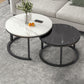 Round Coffee Or End Table Glam Drum Coffee Table in Black and White 31.5"L x 31.5"W x 18"H + 24"L x 24"W x 15"H Black White Black Clearhalo 'Coffee & Accent Tables' 'Coffee Tables' 'coffee_tables' 'furn' 'furn_coffee_tables' 'Furniture' 'Living Room Furniture' 6673041