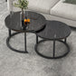 Round Coffee Or End Table Glam Drum Coffee Table in Black and White 27.5"L x 27.5"W x 18"H + 20"L x 20"W x 15"H Black Black Clearhalo 'Coffee & Accent Tables' 'Coffee Tables' 'coffee_tables' 'furn' 'furn_coffee_tables' 'Furniture' 'Living Room Furniture' 6673042