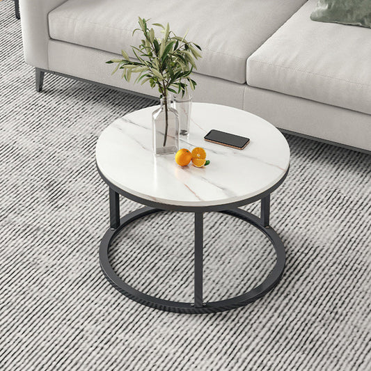 Round Coffee Or End Table Glam Drum Coffee Table in Black and White
