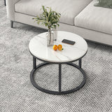 Round Coffee Or End Table Glam Drum Coffee Table in Black and White