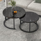 Round Coffee Or End Table Glam Drum Coffee Table in Black and White 31.5"L x 31.5"W x 18"H + 24"L x 24"W x 15"H Black Black Clearhalo 'Coffee & Accent Tables' 'Coffee Tables' 'coffee_tables' 'furn' 'furn_coffee_tables' 'Furniture' 'Living Room Furniture' 6673044