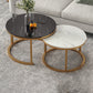 Round Coffee Or End Table Glam Drum Coffee Table in Black and White 27.5"L x 27.5"W x 18"H + 20"L x 20"W x 15"H Gold Black White Clearhalo 'Coffee & Accent Tables' 'Coffee Tables' 'coffee_tables' 'furn' 'furn_coffee_tables' 'Furniture' 'Living Room Furniture' 6673047