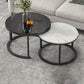 Round Coffee Or End Table Glam Drum Coffee Table in Black and White 27.5"L x 27.5"W x 18"H + 20"L x 20"W x 15"H Black Black White Clearhalo 'Coffee & Accent Tables' 'Coffee Tables' 'coffee_tables' 'furn' 'furn_coffee_tables' 'Furniture' 'Living Room Furniture' 6673056