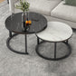 Round Coffee Or End Table Glam Drum Coffee Table in Black and White 31.5"L x 31.5"W x 18"H + 24"L x 24"W x 15"H Black Black White Clearhalo 'Coffee & Accent Tables' 'Coffee Tables' 'coffee_tables' 'furn' 'furn_coffee_tables' 'Furniture' 'Living Room Furniture' 6673057
