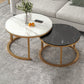 Round Coffee Or End Table Glam Drum Coffee Table in Black and White 31.5"L x 31.5"W x 18"H + 24"L x 24"W x 15"H Gold White Black Clearhalo 'Coffee & Accent Tables' 'Coffee Tables' 'coffee_tables' 'furn' 'furn_coffee_tables' 'Furniture' 'Living Room Furniture' 6673059