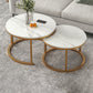 Round Coffee Or End Table Glam Drum Coffee Table in Black and White 27.5"L x 27.5"W x 18"H + 20"L x 20"W x 15"H Gold White Clearhalo 'Coffee & Accent Tables' 'Coffee Tables' 'coffee_tables' 'furn' 'furn_coffee_tables' 'Furniture' 'Living Room Furniture' 6673060