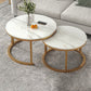Round Coffee Or End Table Glam Drum Coffee Table in Black and White 31.5"L x 31.5"W x 18"H + 24"L x 24"W x 15"H Gold White Clearhalo 'Coffee & Accent Tables' 'Coffee Tables' 'coffee_tables' 'furn' 'furn_coffee_tables' 'Furniture' 'Living Room Furniture' 6673061