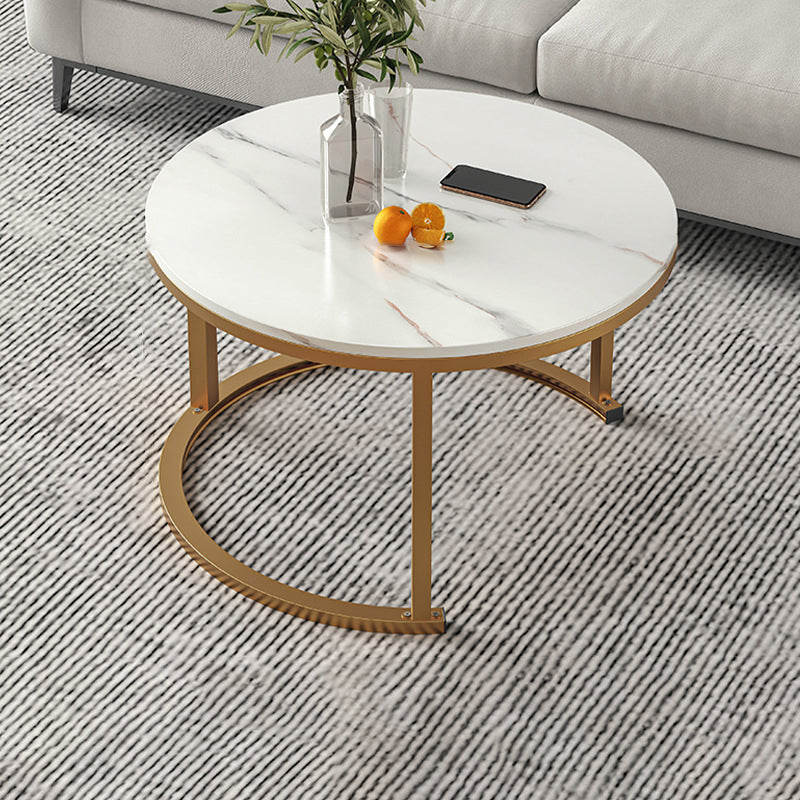 Round Coffee Or End Table Glam Drum Coffee Table in Black and White 28"L x 28"W x 18"H Gold White Clearhalo 'Coffee & Accent Tables' 'Coffee Tables' 'coffee_tables' 'furn' 'furn_coffee_tables' 'Furniture' 'Living Room Furniture' 6673062