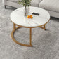 Round Coffee Or End Table Glam Drum Coffee Table in Black and White 31.5"L x 31.5"W x 17.7"H Gold White Clearhalo 'Coffee & Accent Tables' 'Coffee Tables' 'coffee_tables' 'furn' 'furn_coffee_tables' 'Furniture' 'Living Room Furniture' 6673063