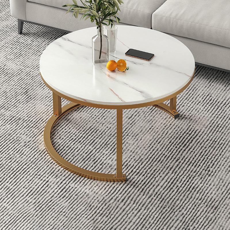 Round Coffee Or End Table Glam Drum Coffee Table in Black and White 31.5"L x 31.5"W x 17.7"H Gold White Clearhalo 'Coffee & Accent Tables' 'Coffee Tables' 'coffee_tables' 'furn' 'furn_coffee_tables' 'Furniture' 'Living Room Furniture' 6673063