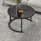Round Coffee Or End Table Glam Drum Coffee Table in Black and White 28"L x 28"W x 18"H Black Black Clearhalo 'Coffee & Accent Tables' 'Coffee Tables' 'coffee_tables' 'furn' 'furn_coffee_tables' 'Furniture' 'Living Room Furniture' 6673064