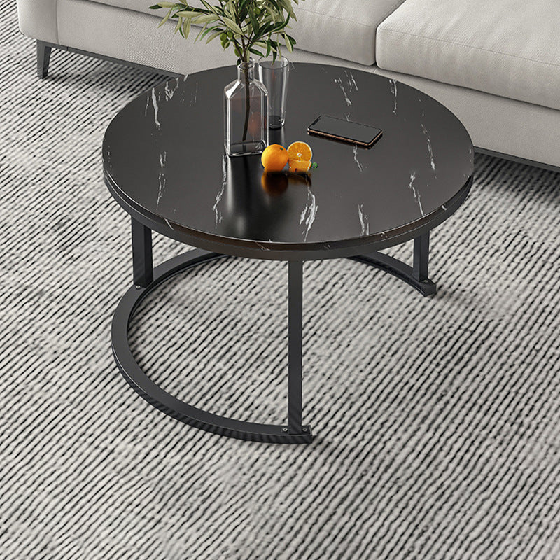 Round Coffee Or End Table Glam Drum Coffee Table in Black and White 28"L x 28"W x 18"H Black Black Clearhalo 'Coffee & Accent Tables' 'Coffee Tables' 'coffee_tables' 'furn' 'furn_coffee_tables' 'Furniture' 'Living Room Furniture' 6673064