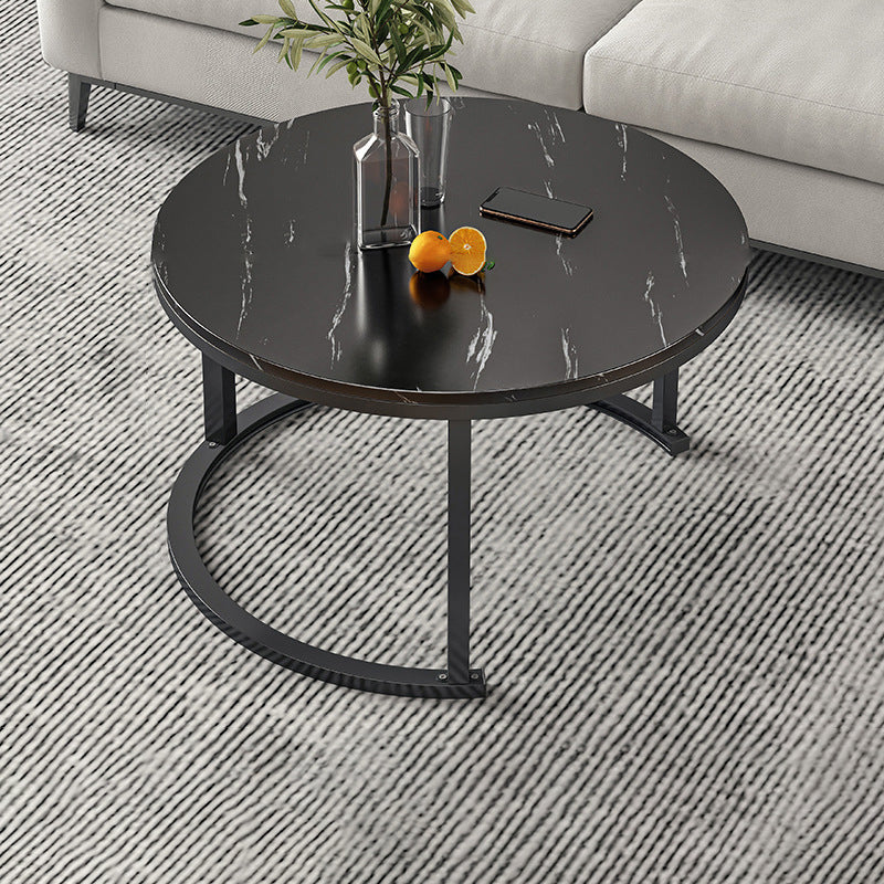 Round Coffee Or End Table Glam Drum Coffee Table in Black and White 31.5"L x 31.5"W x 17.7"H Black Black Clearhalo 'Coffee & Accent Tables' 'Coffee Tables' 'coffee_tables' 'furn' 'furn_coffee_tables' 'Furniture' 'Living Room Furniture' 6673065