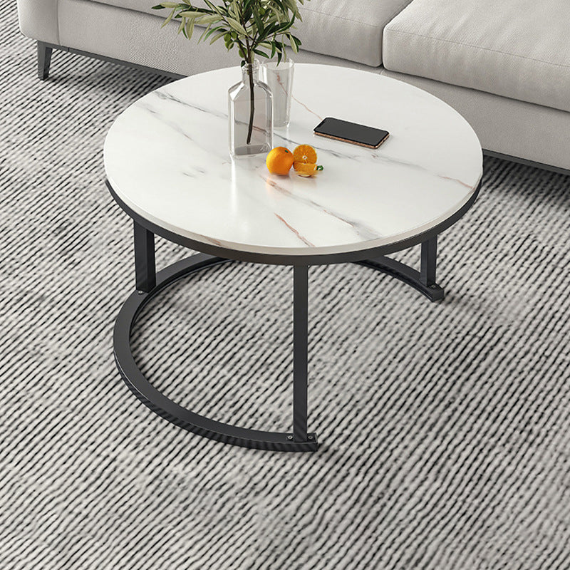 Round Coffee Or End Table Glam Drum Coffee Table in Black and White 28"L x 28"W x 18"H Black White Clearhalo 'Coffee & Accent Tables' 'Coffee Tables' 'coffee_tables' 'furn' 'furn_coffee_tables' 'Furniture' 'Living Room Furniture' 6673066