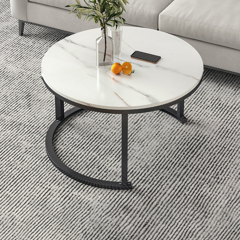 Round Coffee Or End Table Glam Drum Coffee Table in Black and White 31.5"L x 31.5"W x 17.7"H Black White Clearhalo 'Coffee & Accent Tables' 'Coffee Tables' 'coffee_tables' 'furn' 'furn_coffee_tables' 'Furniture' 'Living Room Furniture' 6673067