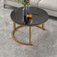 Round Coffee Or End Table Glam Drum Coffee Table in Black and White 28"L x 28"W x 18"H Gold Black Clearhalo 'Coffee & Accent Tables' 'Coffee Tables' 'coffee_tables' 'furn' 'furn_coffee_tables' 'Furniture' 'Living Room Furniture' 6673068