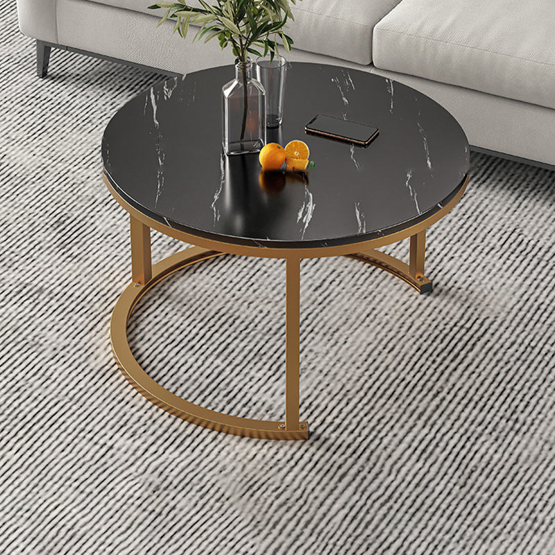 Round Coffee Or End Table Glam Drum Coffee Table in Black and White 28"L x 28"W x 18"H Gold Black Clearhalo 'Coffee & Accent Tables' 'Coffee Tables' 'coffee_tables' 'furn' 'furn_coffee_tables' 'Furniture' 'Living Room Furniture' 6673068