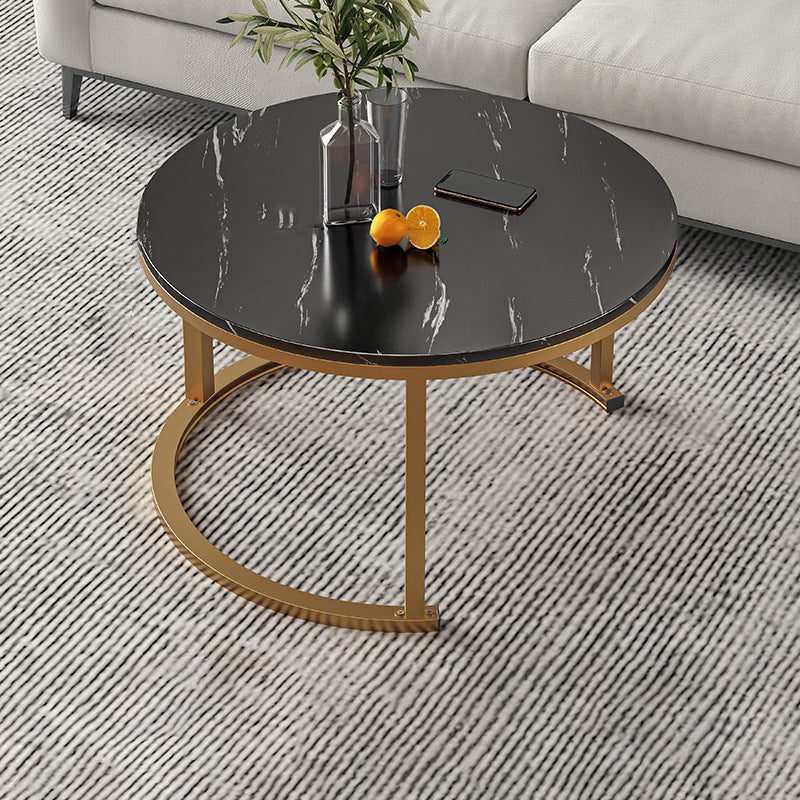 Round Coffee Or End Table Glam Drum Coffee Table in Black and White 31.5"L x 31.5"W x 17.7"H Gold Black Clearhalo 'Coffee & Accent Tables' 'Coffee Tables' 'coffee_tables' 'furn' 'furn_coffee_tables' 'Furniture' 'Living Room Furniture' 6673069