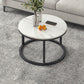 Round Coffee Or End Table Glam Drum Coffee Table in Black and White 20"L x 20"W x 15"H Black White Clearhalo 'Coffee & Accent Tables' 'Coffee Tables' 'coffee_tables' 'furn' 'furn_coffee_tables' 'Furniture' 'Living Room Furniture' 6673070