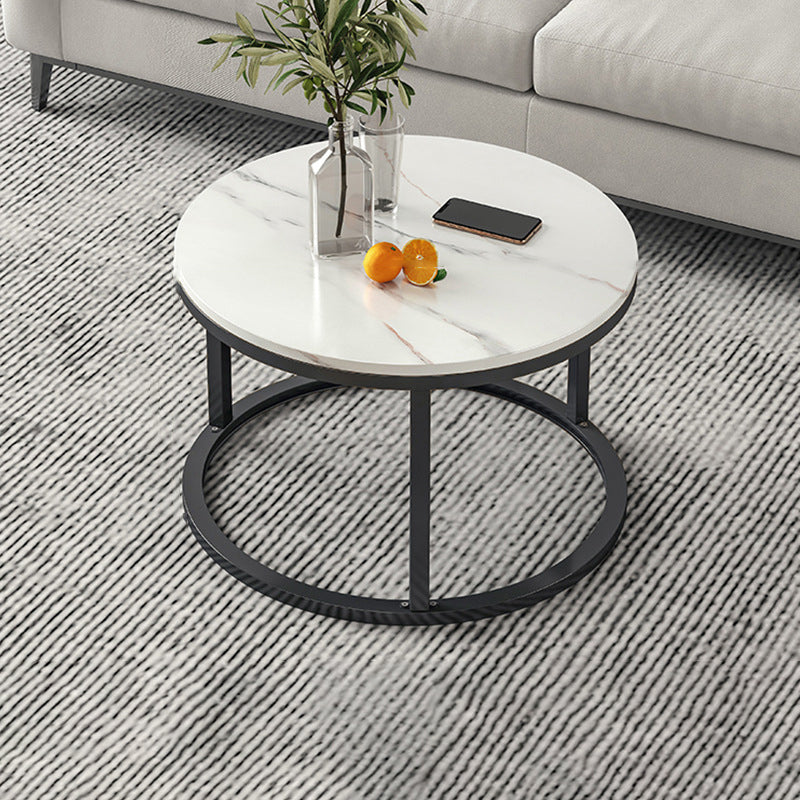 Round Coffee Or End Table Glam Drum Coffee Table in Black and White 20"L x 20"W x 15"H Black White Clearhalo 'Coffee & Accent Tables' 'Coffee Tables' 'coffee_tables' 'furn' 'furn_coffee_tables' 'Furniture' 'Living Room Furniture' 6673070