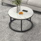 Round Coffee Or End Table Glam Drum Coffee Table in Black and White 24"L x 24"W x 15"H Black White Clearhalo 'Coffee & Accent Tables' 'Coffee Tables' 'coffee_tables' 'furn' 'furn_coffee_tables' 'Furniture' 'Living Room Furniture' 6673071