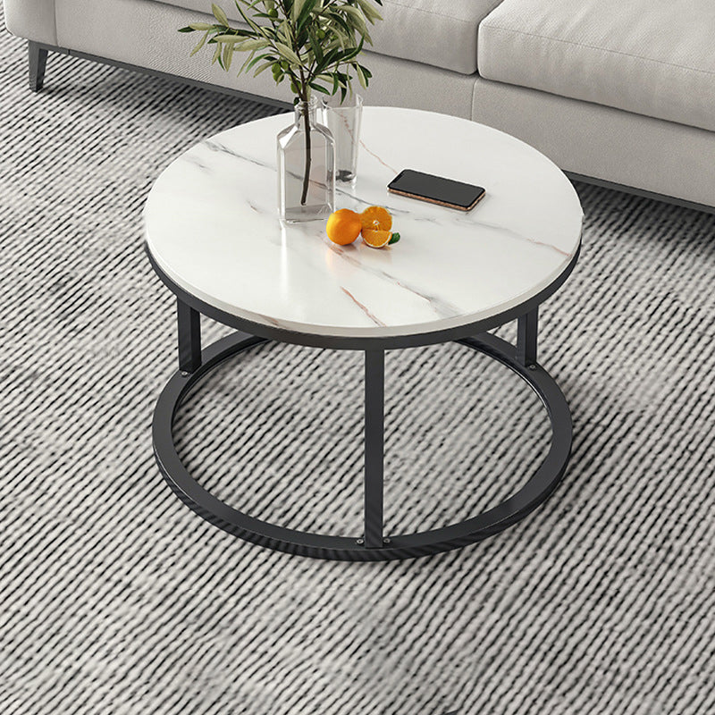 Round Coffee Or End Table Glam Drum Coffee Table in Black and White 24"L x 24"W x 15"H Black White Clearhalo 'Coffee & Accent Tables' 'Coffee Tables' 'coffee_tables' 'furn' 'furn_coffee_tables' 'Furniture' 'Living Room Furniture' 6673071