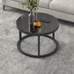 Round Coffee Or End Table Glam Drum Coffee Table in Black and White 20"L x 20"W x 15"H Black Black Clearhalo 'Coffee & Accent Tables' 'Coffee Tables' 'coffee_tables' 'furn' 'furn_coffee_tables' 'Furniture' 'Living Room Furniture' 6673072