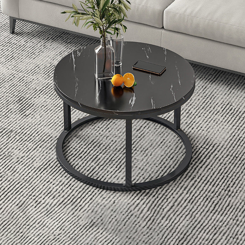 Round Coffee Or End Table Glam Drum Coffee Table in Black and White 20"L x 20"W x 15"H Black Black Clearhalo 'Coffee & Accent Tables' 'Coffee Tables' 'coffee_tables' 'furn' 'furn_coffee_tables' 'Furniture' 'Living Room Furniture' 6673072